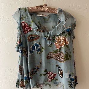 Sheer long sleeve multi color shirt